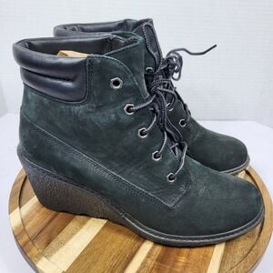 Timberland Wedge Boots Womens 7.5 Black Excellent Earthkeepers Amston 8253A
